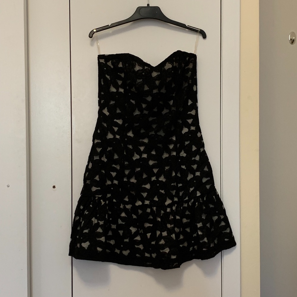 Strapless Black Lace Mini Dress - Size XS